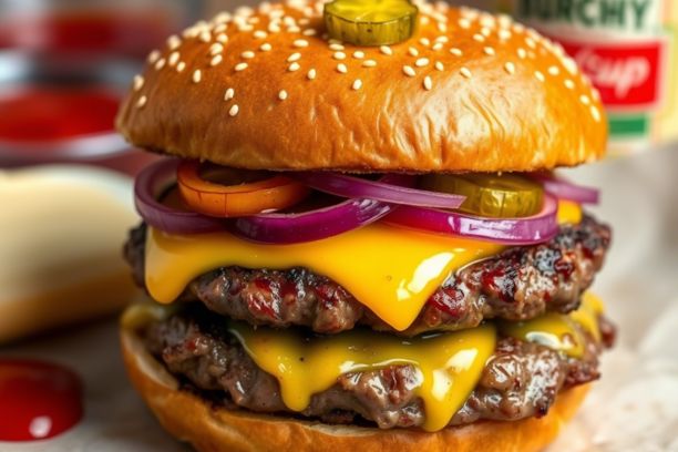 smash burger with sauce